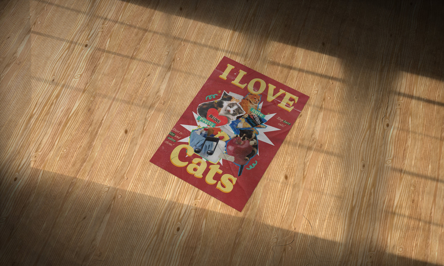 I Love Cats Pop Culture Aesthetic Metal Poster - Aesthetic Phone Cases - Culltique