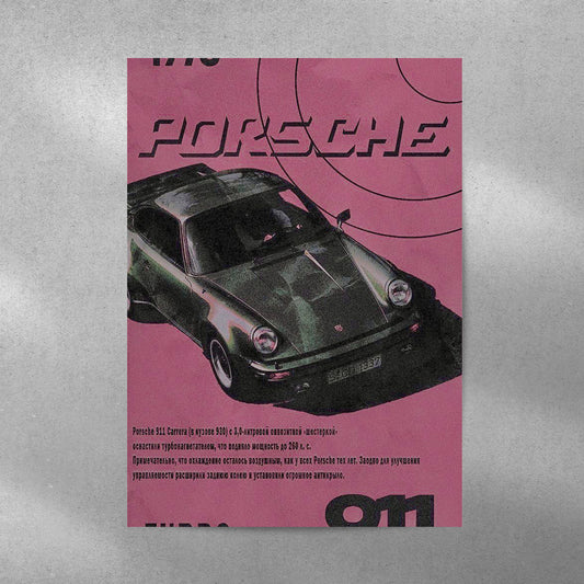 Porsche Pink Pop Culture Aesthetic Metal Poster