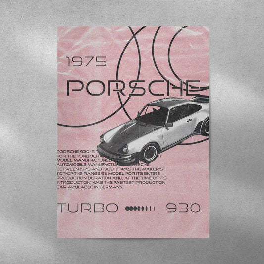 Porsche 1975 Pop Culture Aesthetic Metal Poster