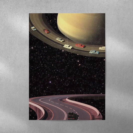 Planetary Travel Abstract Aesthetic Metal Poster