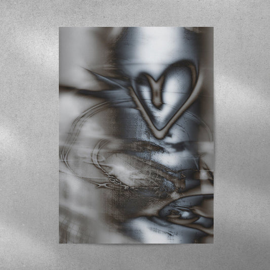 Metal Heart Y2K Aesthetic Metal Poster