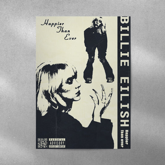 Billie Eilish Monochrome Spotify Aesthetic Metal Poster - Aesthetic Phone Cases - Culltique