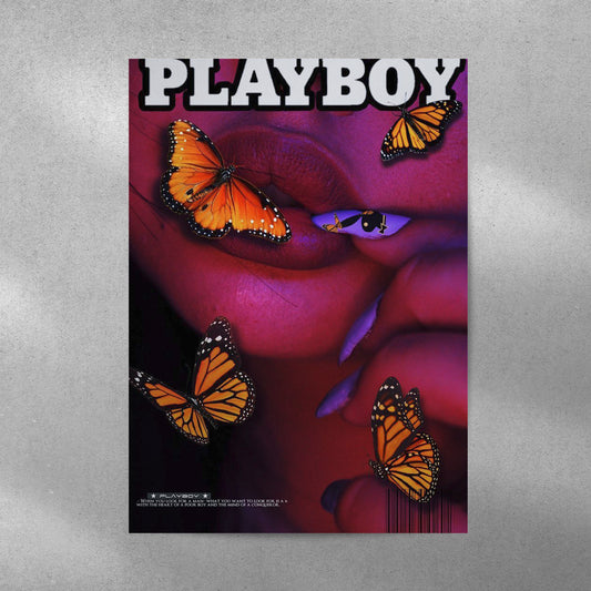 Playboy Butterflies Pop Culture Aesthetic Metal Poster
