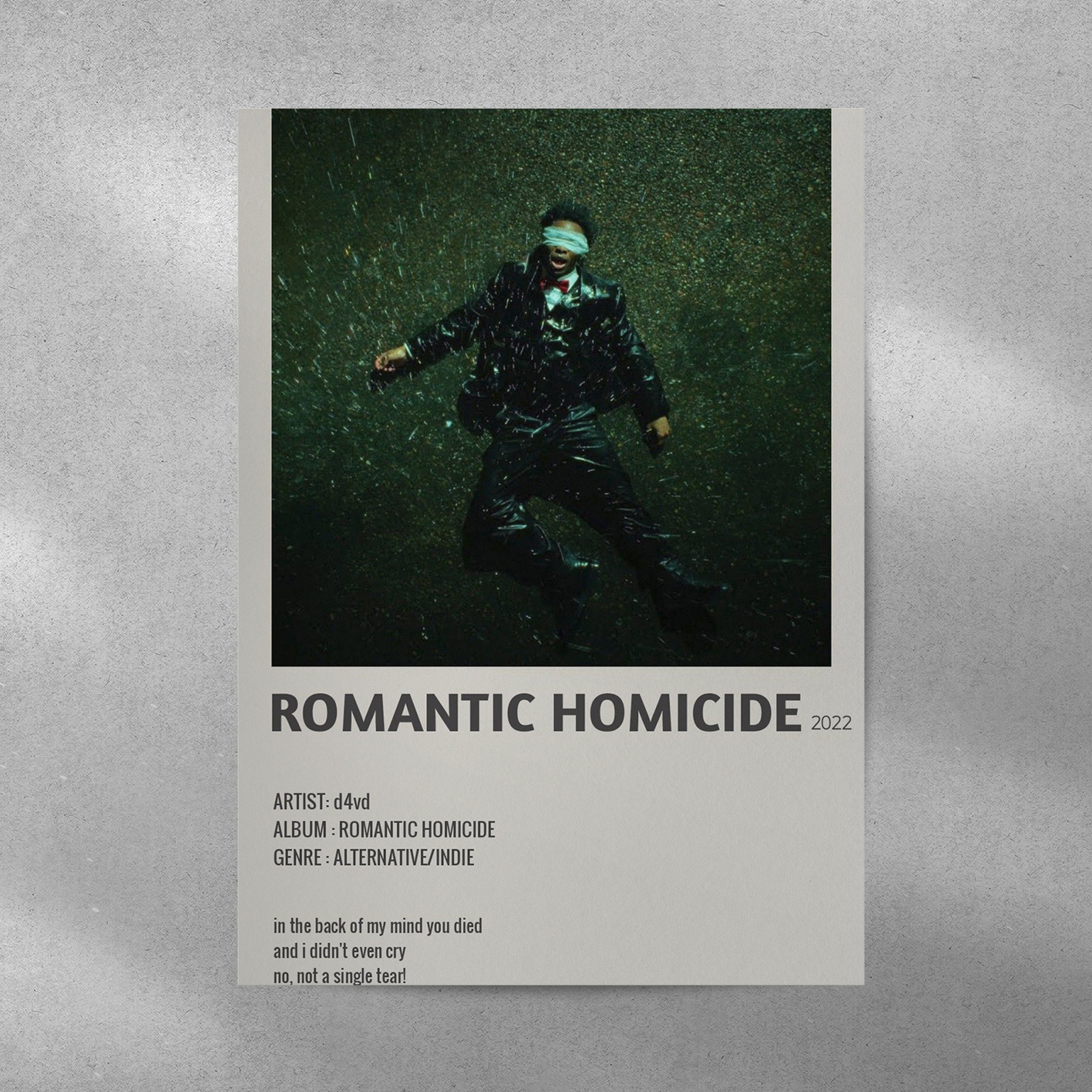 d4vd Romantic Homicide Spotify Aesthetic Metal Poster by Culltique