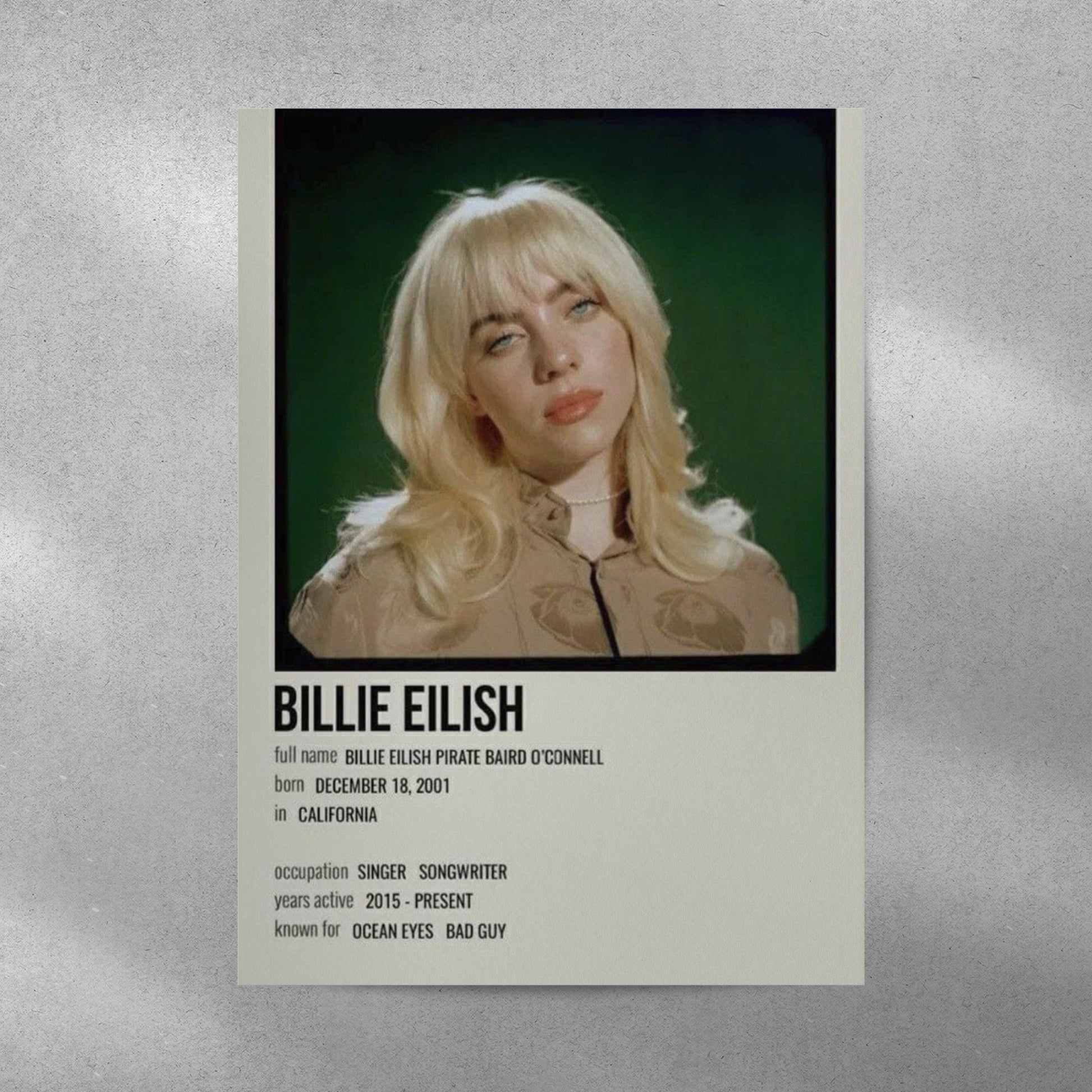 Billie Eilish Card Spotify Aesthetic Metal Poster - Aesthetic Phone Cases - Culltique