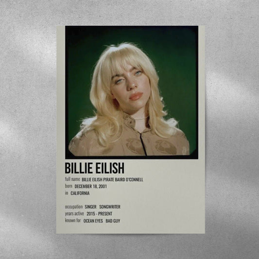 Billie Eilish Card Spotify Aesthetic Metal Poster